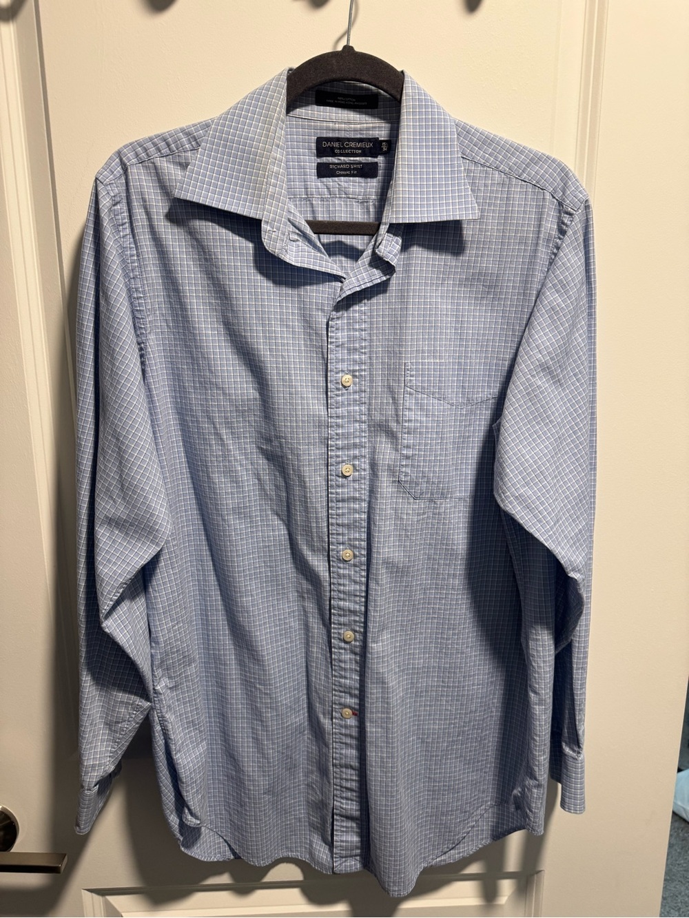 Daniel Cremieux Richard Shirt Men’s Blue Check Button Down 100% Cotton 15.5 34